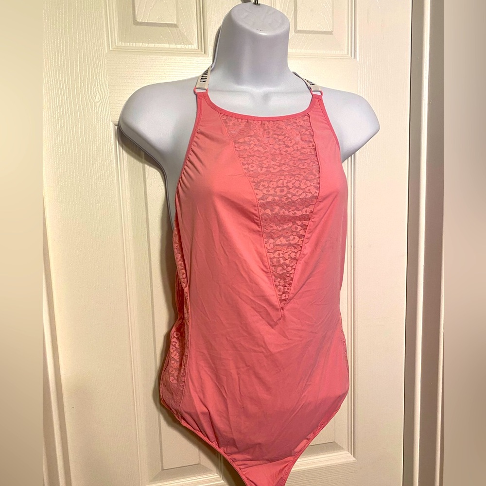 Victoria Secret size Large pink satin/lace bodysuit brand new without tags
